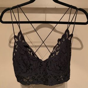 Free People Black Adella Lace Bralette - Size L